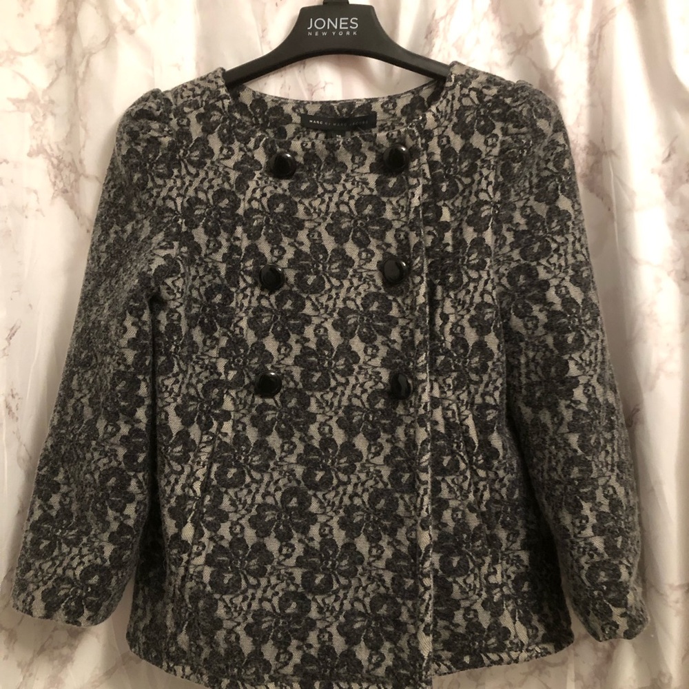 Marc By Marc Jacobs Black and Gray Floral Blazer